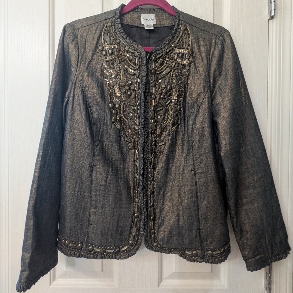 Chico's Metallic Embellished Jacket